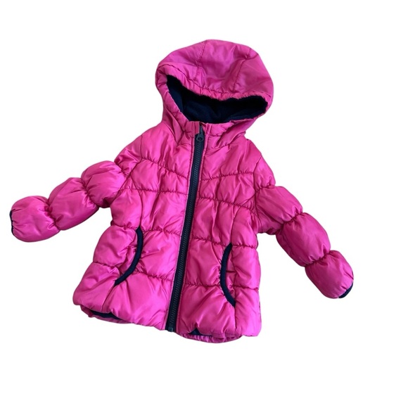 Oshkosh Pink Baby Girl Jacket Puffer Coat Hooded 18M - Picture 1 of 4